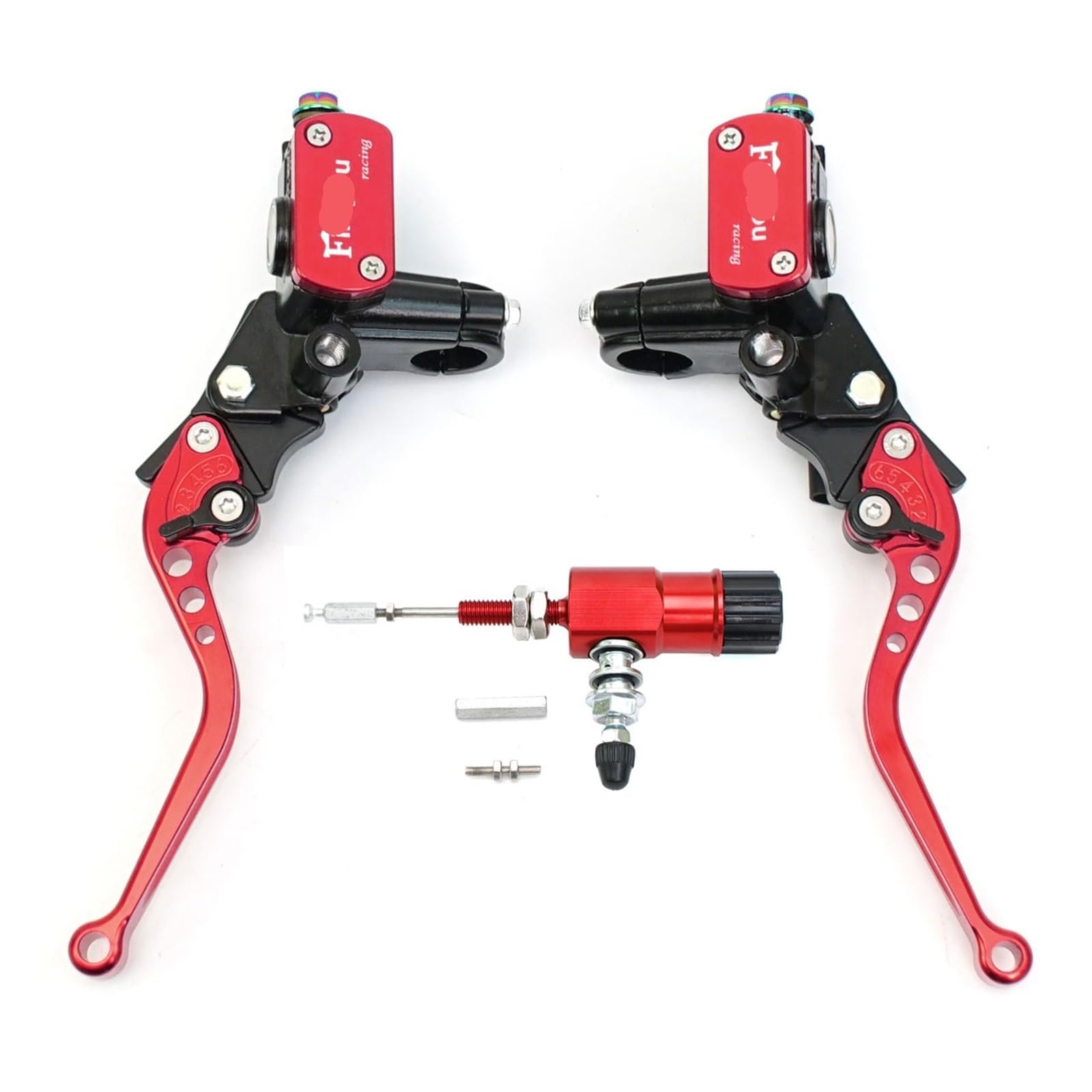 Ywqjiopm One Set Red Motorcycle Brake Clutch Lever 22Mm Motorcycle Brake Pump Lever Handle Hydraulic Clutch Master Cylinder Brake Clutch Lever Handle Clutch Lever