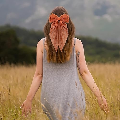 Miniatura 3 de Ambesi 2 pinzas para el pelo con lazo grande, lazos de cola larga para mujeres y niñas, pasador de pelo con lazo negro y rojo, lazo suave,