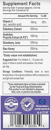 Miniatura 4 de BEE and You Kids - Aerosol diario para la garganta, apoyo inmunológico natural, antioxidantes y alivio del dolor de garganta, saúco, vitamina C,