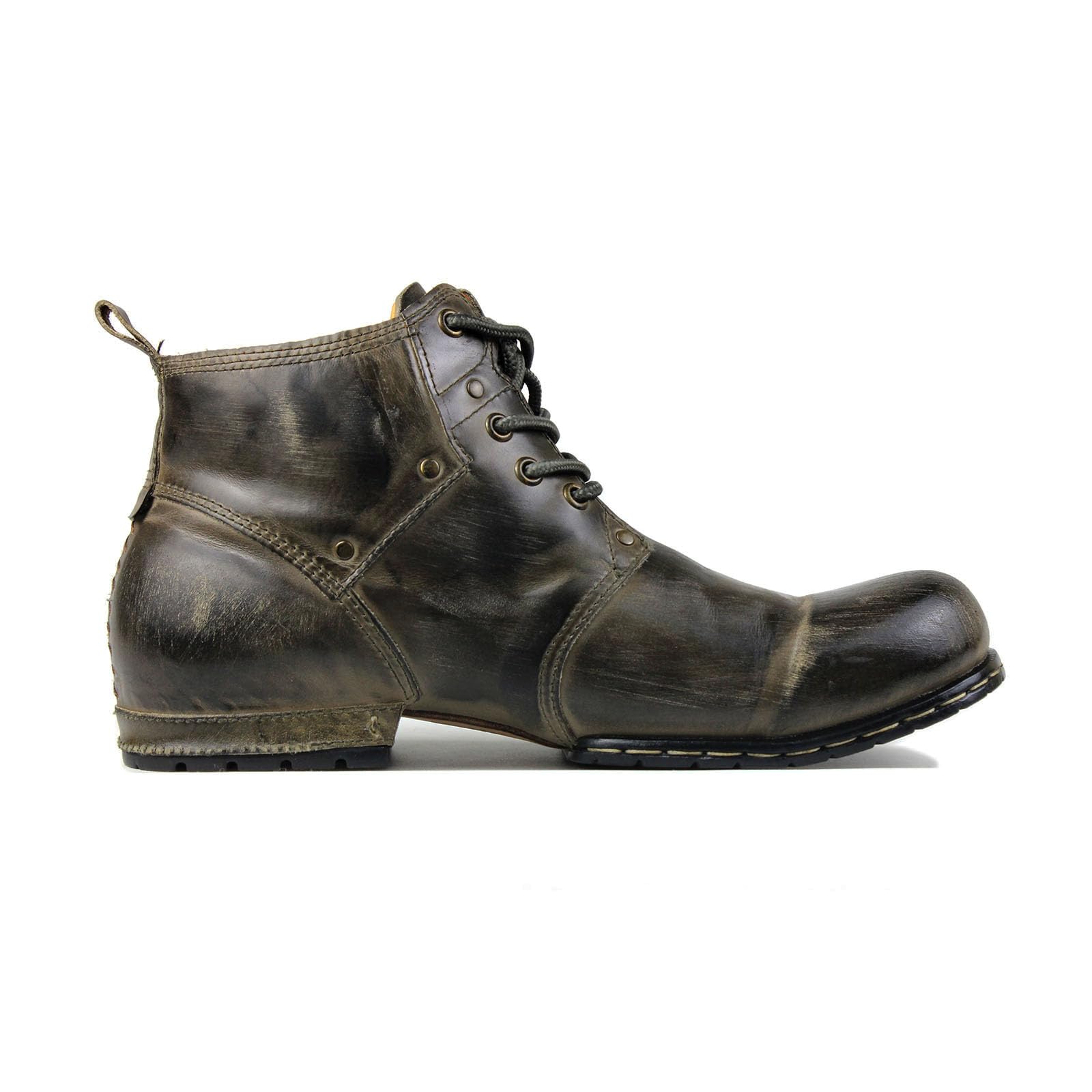 OSSTONE Botas para Moto Botines Hombre de Invierno Piel Zapatos Negras Vestir Nieve Piel Forradas Calientes Planas Combate Militares Cremallera Boots OS-6015-1-A-R