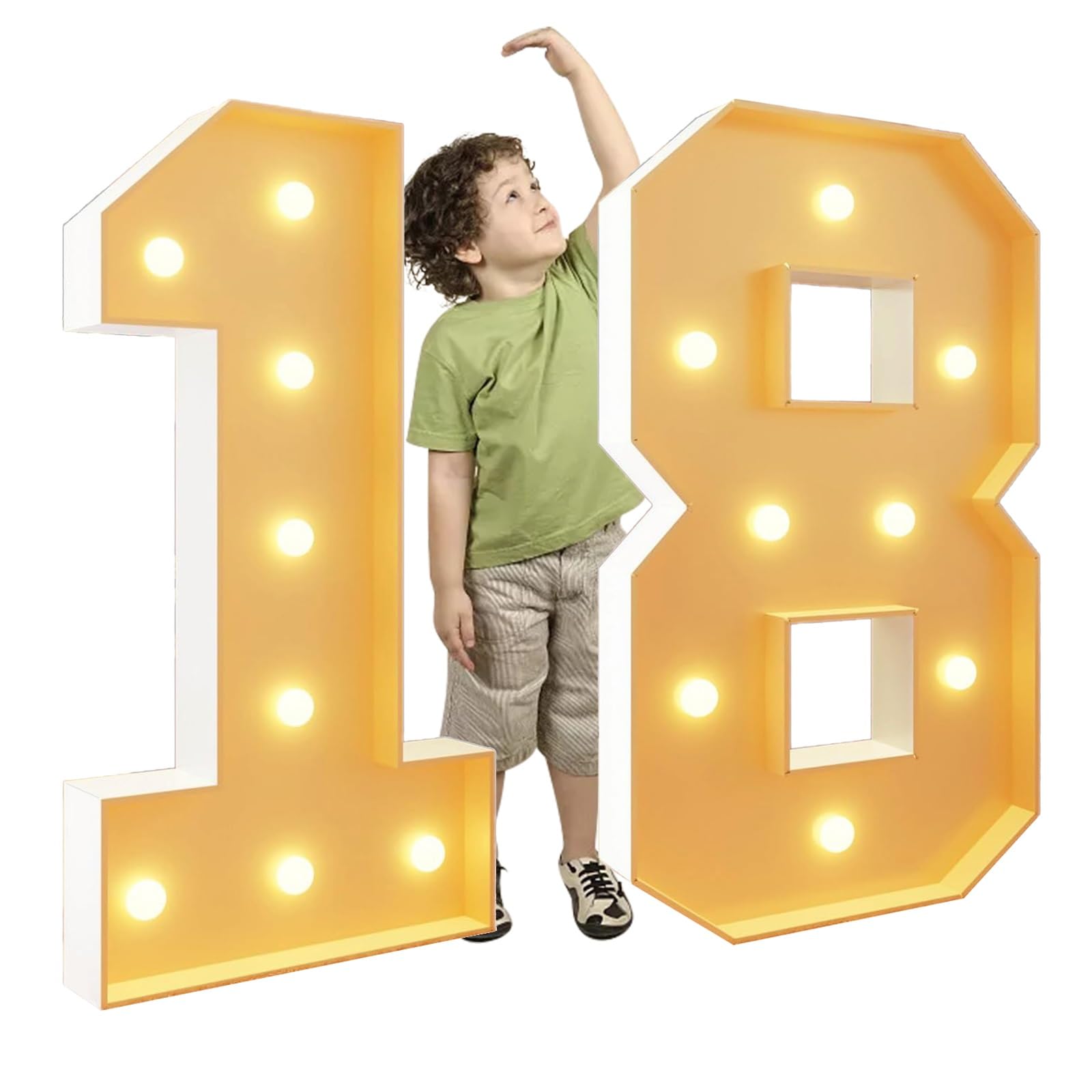 Tashace Marquee Light Up Numbers for 20th 30th 40th Birthday Decorations DIY Marquee Numbers LED Indoor Lights Numbers for Anniversary Party Decor Foam Board Kit(Number 18,120cm/4FT)