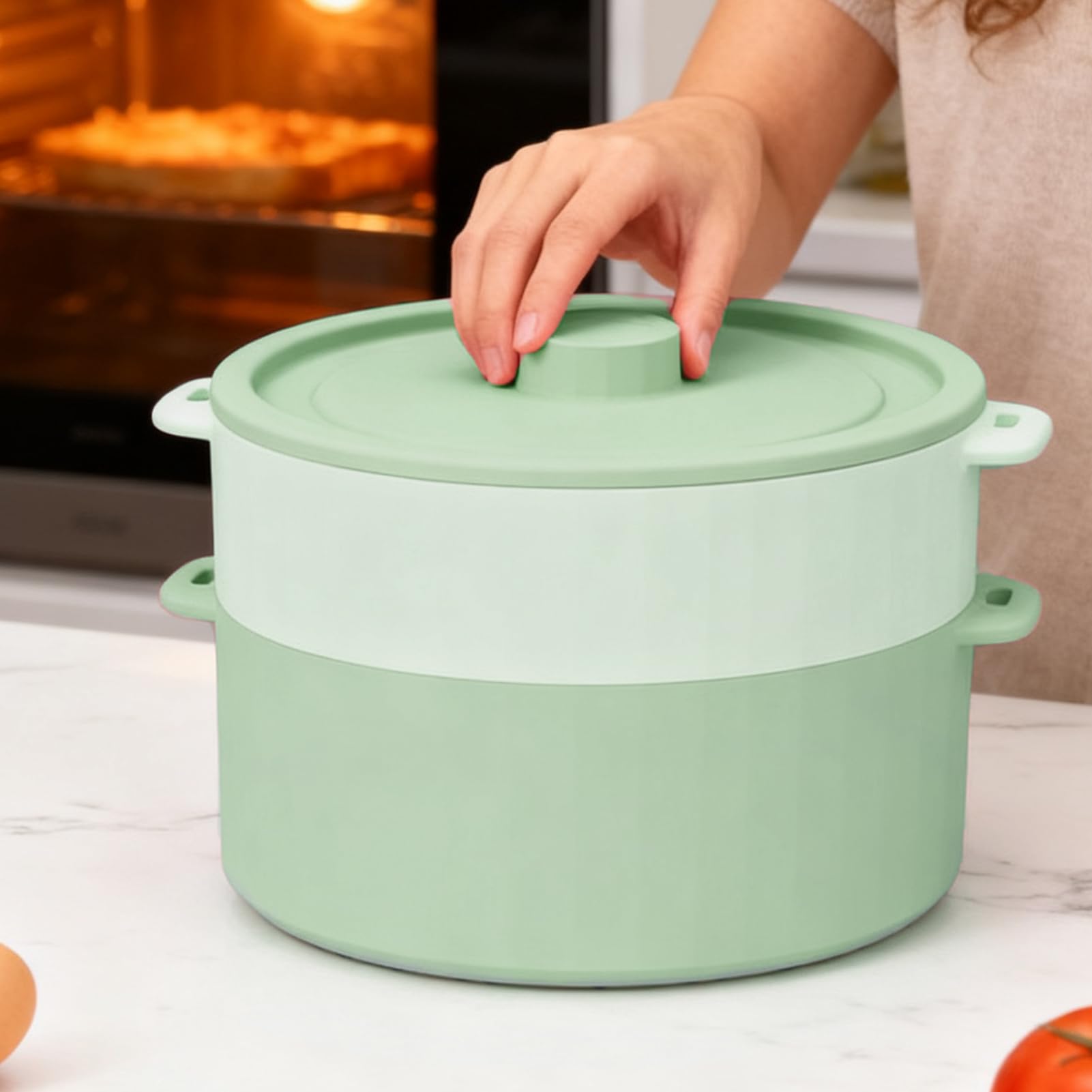 Vaporera De Microondas Resistente al Calor, Antiadherente y Plegable para | Cocedor Al Vapor Con Tapa Para Microondas Cocción Al Vapor Verduras Niños Pasta Harina Maíz Preparación Almacén