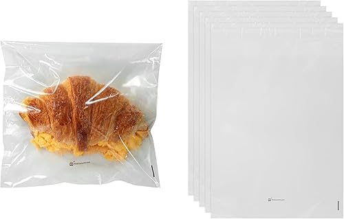 Restaurantware -Bolsas de golosinas de 10 x 8 pulgadas, 100 bolsas de galletas para microondas - Diseño de labios y cinta, resistentes al calor,