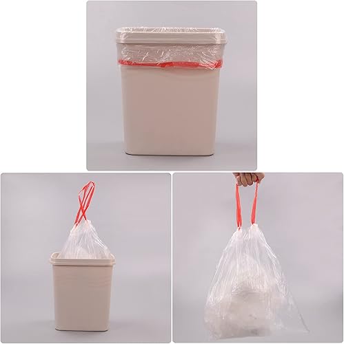 Miniatura 8 de Bolsas de basura pequeñas transparentes de 3 galones, bolsa de basura con cordón, 108 unidades