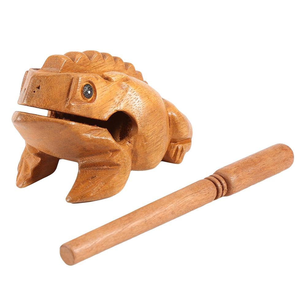 Drewniana żaba Tajlandii Tradycyjny rzemieślniczy instrument muzyczny z rechotem Wystrój biura domowego z młotkiem (Wymiar: 12,7 cm)