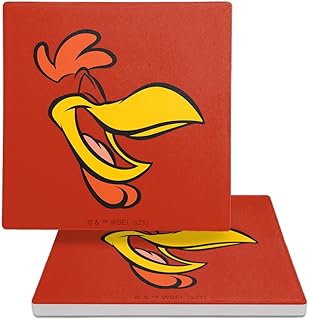 Looney Tunes Foghorn Leghorn Face Square Ceramic Coasters, Set of 2, 3.9", Cork Base
