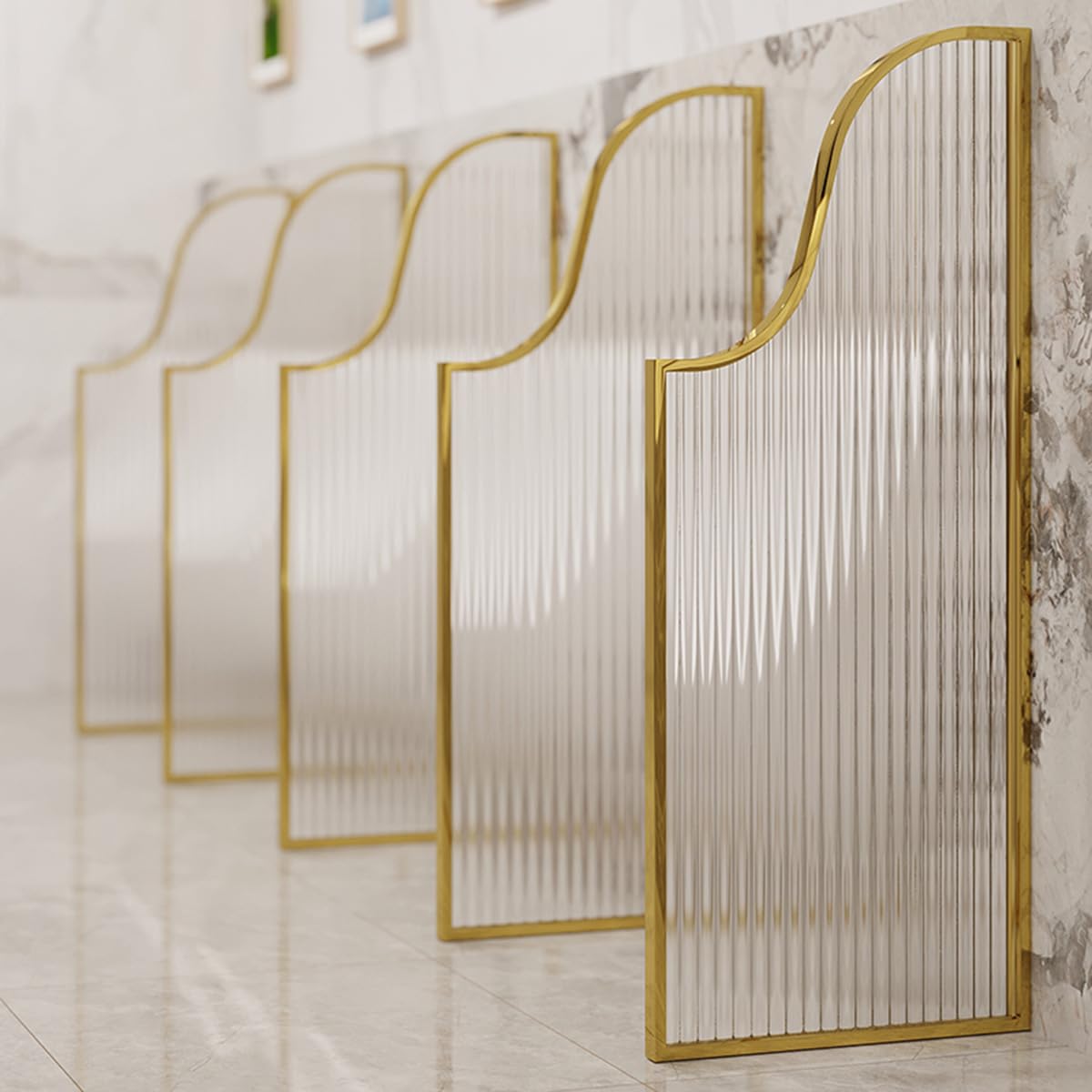 AYCDL Urinal Partition Screen Bathroom Partition, Wall-mounted Men's Urinal Privacy Screen, Suitable for Privacy Partitions In Hotels/bars/public Places,Gold-1 piece