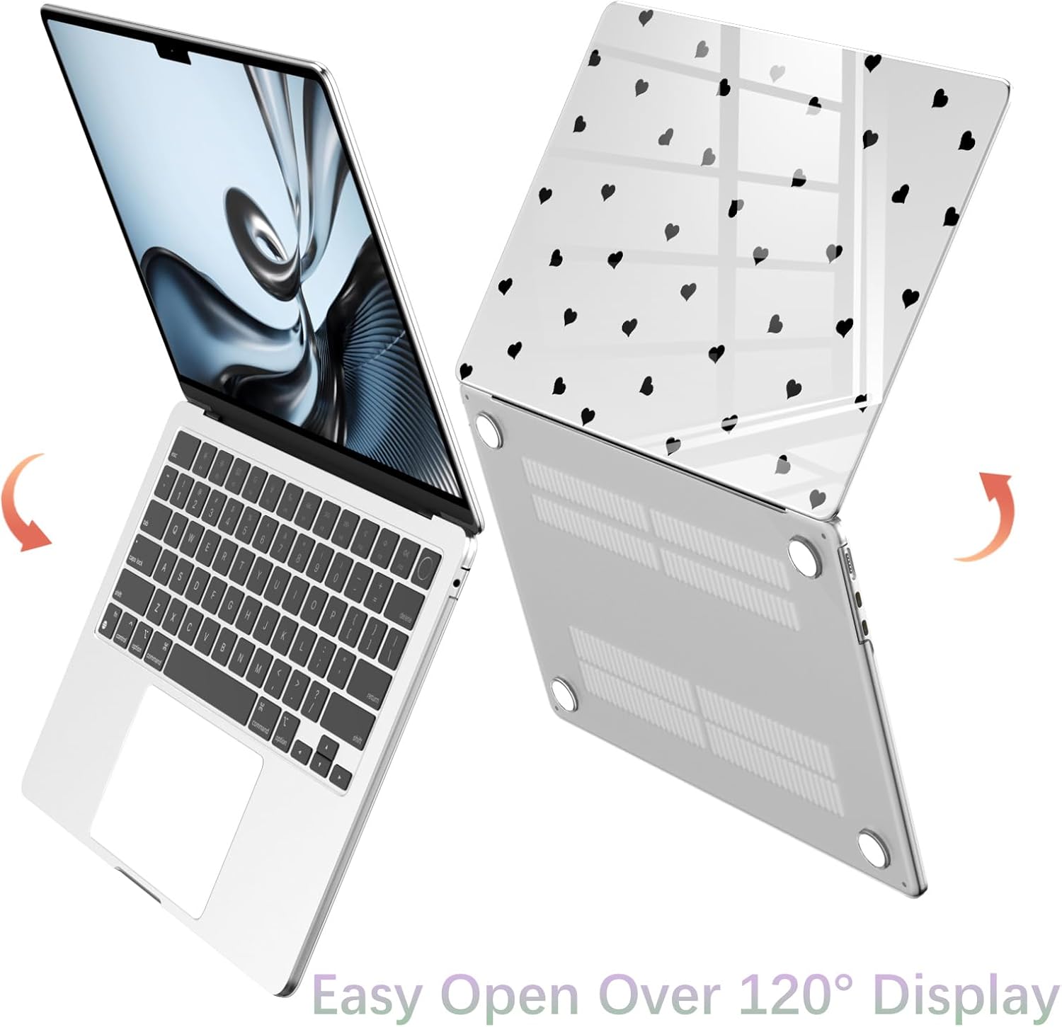 Compatible with MacBook Pro 14 inch Case M5 M4 M3 M2 M1 Pro/Max 2026-2021 A3427 A3426 A3434 A3112 A3185 A3401 A2918 A2992 A2779 A2442, Cute Black Love Heart Hard Shell Clear Cover