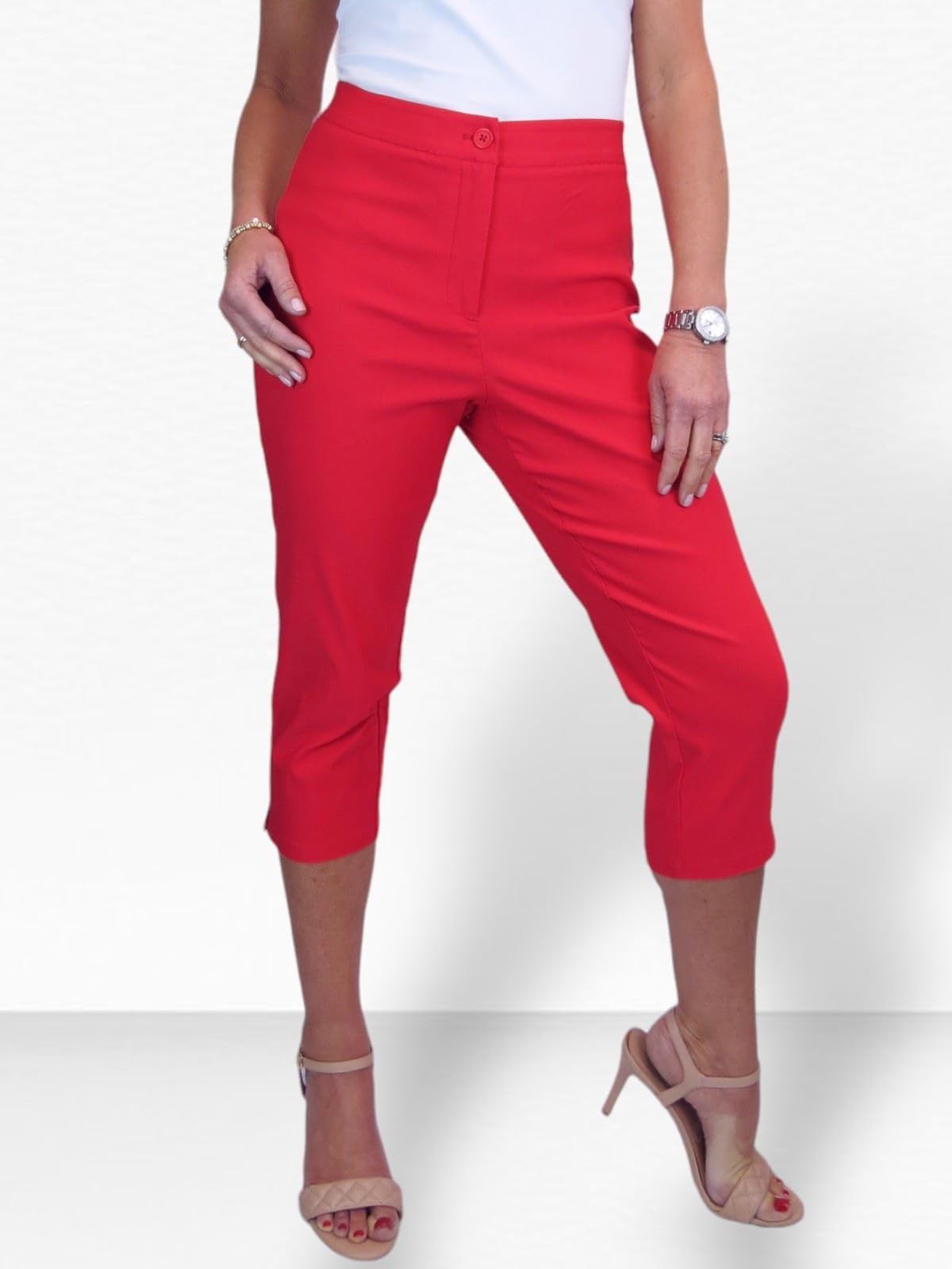 Paulo Due Pantacourt 3/4 pour Femme Pantalon Capri Bengaline Stretch 36-48