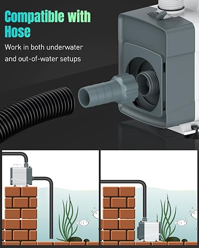 Miniatura 7 de Pawfly Bomba de fuente de 1060 GPH, bomba de agua sumergible de 85 W con elevación alta de 14.8 pies y 3 boquillas, bomba de fuente de agua