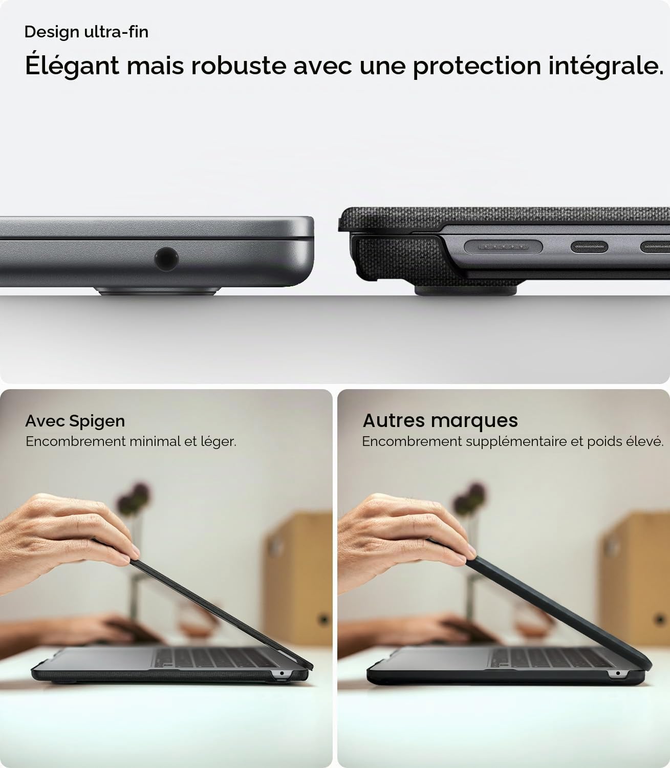 Spigen Urban Fit Coque Compatible MacBook Air 13 Pouces M5 (2026) M4/M3/M2 (2025-2022) Étui Tricot Noir