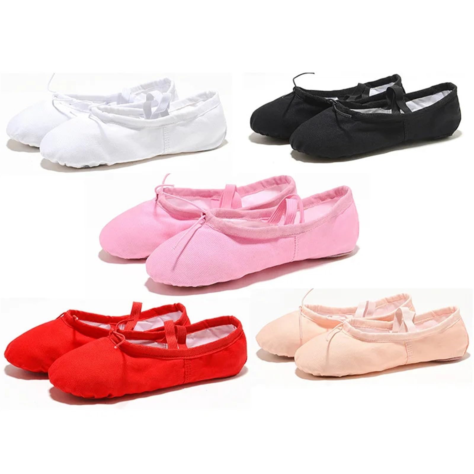 Zapatillas De Ballet Negro Rojo Rosa Blanco Lona Plana Yoga Profesor Gimnasia Ballet Zapatos de Baile Niños Ballet for Niñas Mujeres Zapatillas Ballet Mujer(Pink,22(14.5cm))