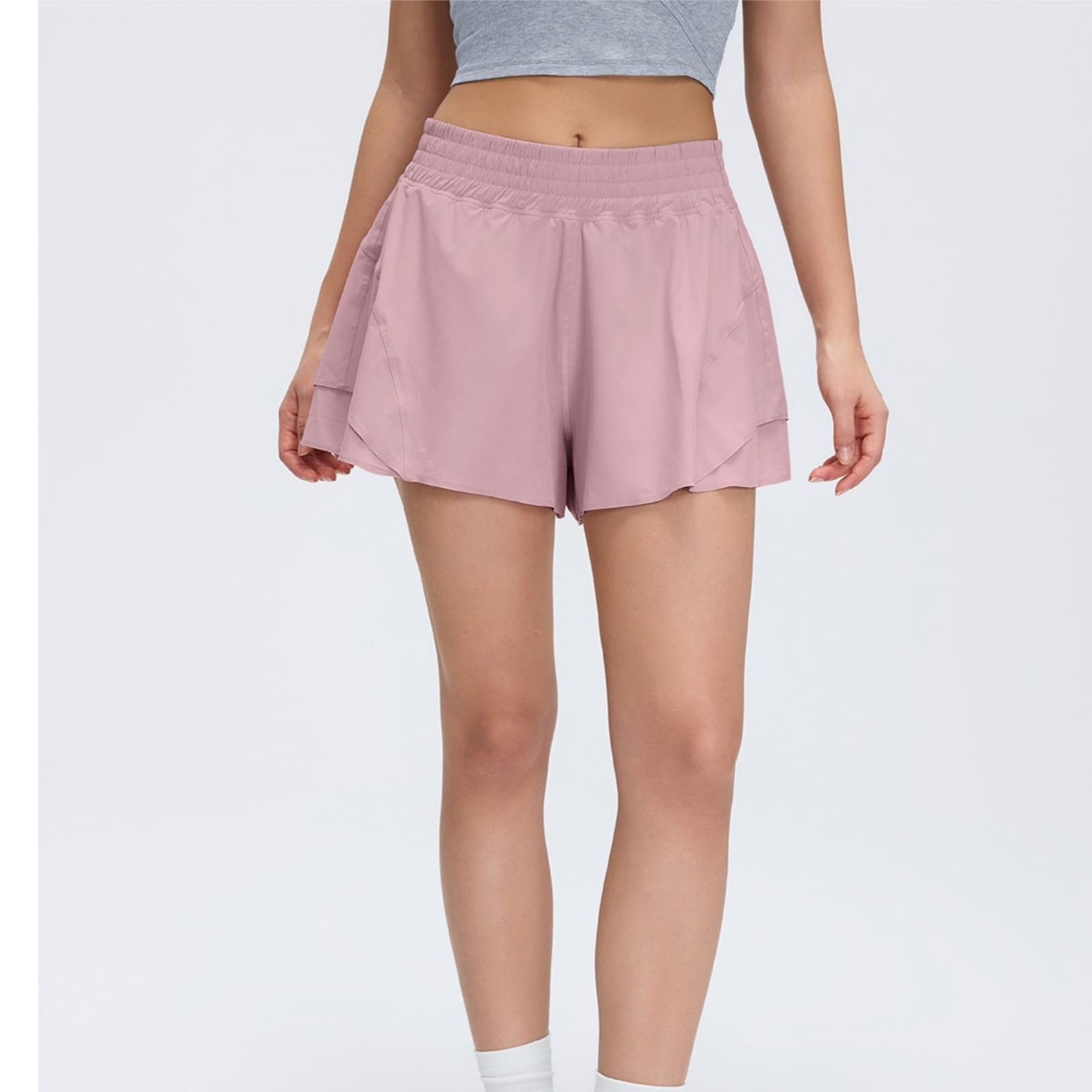 Pantaloncini Donna Sportivi Modello A Strati Plissettato con Ampia Fascia in Vita E Pantaloncini Interni, Ideale per Tennis E Allenamento in Palestra