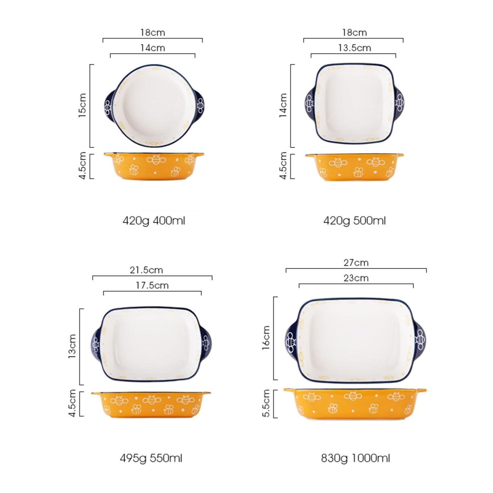 Versátil Plato de cena for el hogar, plato for verduras, for hornear(1000ml)