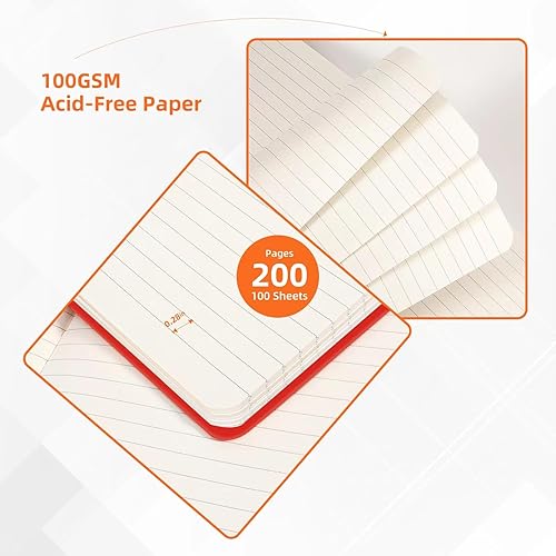 Miniatura 3 de BOSSAND Cuadernos rayados, paquete de 6 diarios A5 para escribir, 200 páginas de papel clásico a rayas de 3.53 ozm de grosor, tapa dura, 8.25 x 5.75