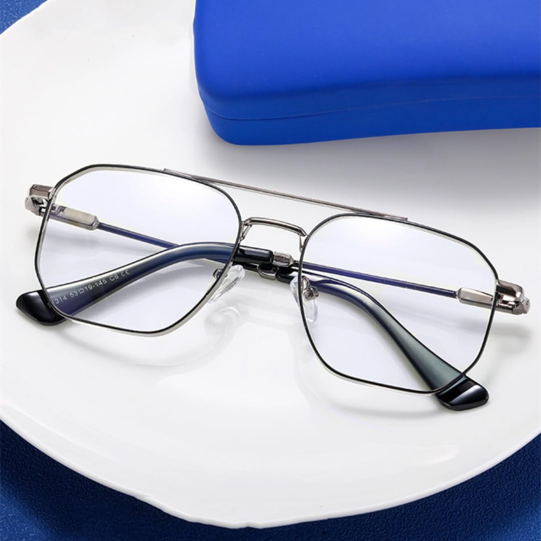 Montura de gafas de estilo moderno para mujer, gafas de metal a la moda para hombre.