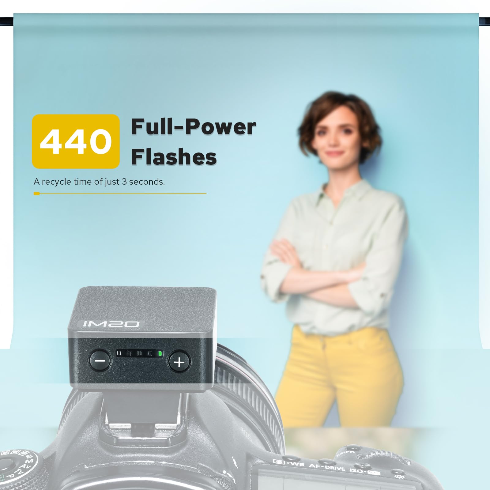 Godox iM20 Mini Flash, 3g Speedlite avec 5 Niveaux de Puissance, 400+ Fois Flashs avec Tepy-C Charge pour Appareil Photo Sony, Canon, Nikon, Fujifilm, Olympus, Panasonic
