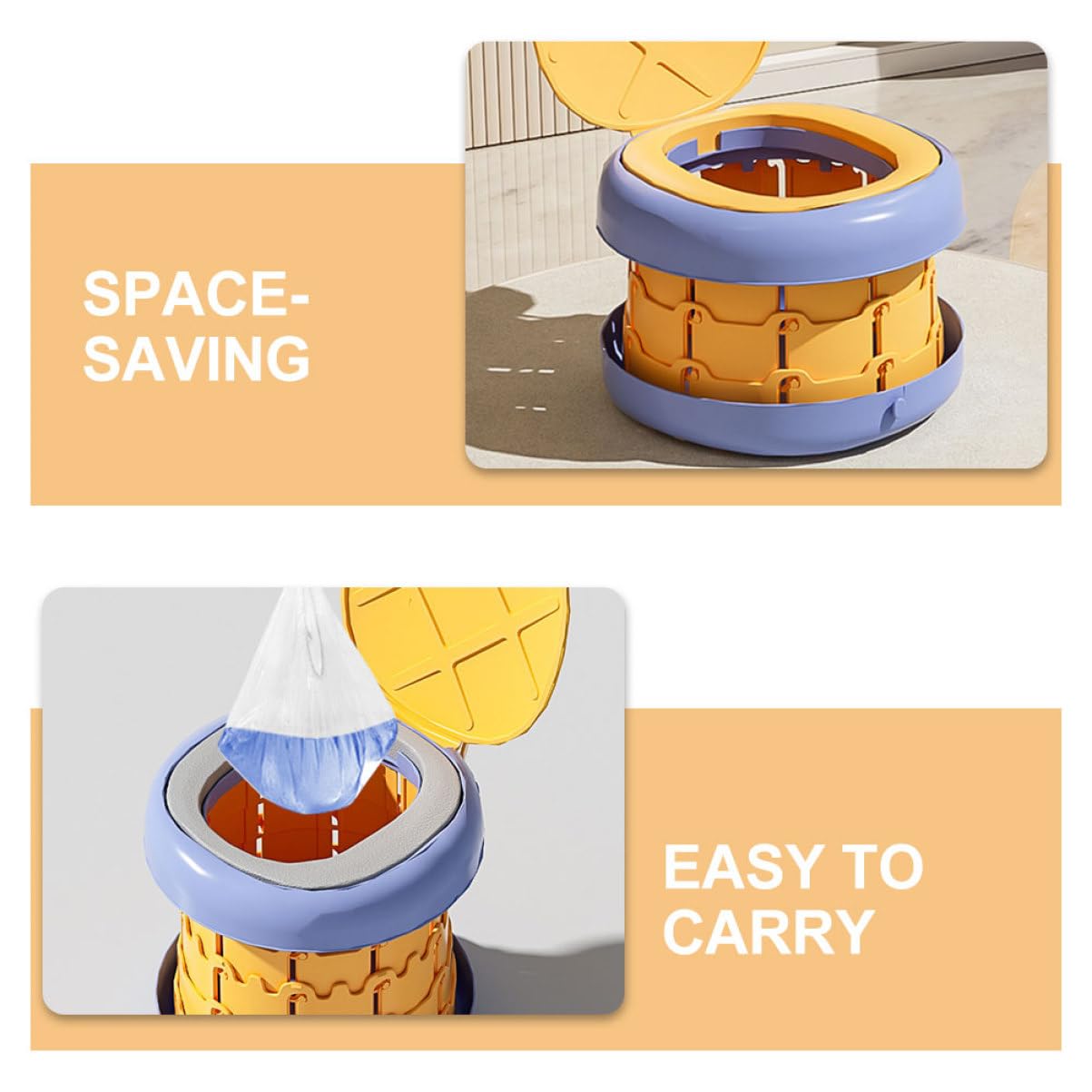 Abaodam Orinal Portátil para Niños Plegable de Viaje y Camping, Diseño Compacto y Ahorro de Espacio, Material Pp Resistente, Entrenamiento Conveniente para Niños