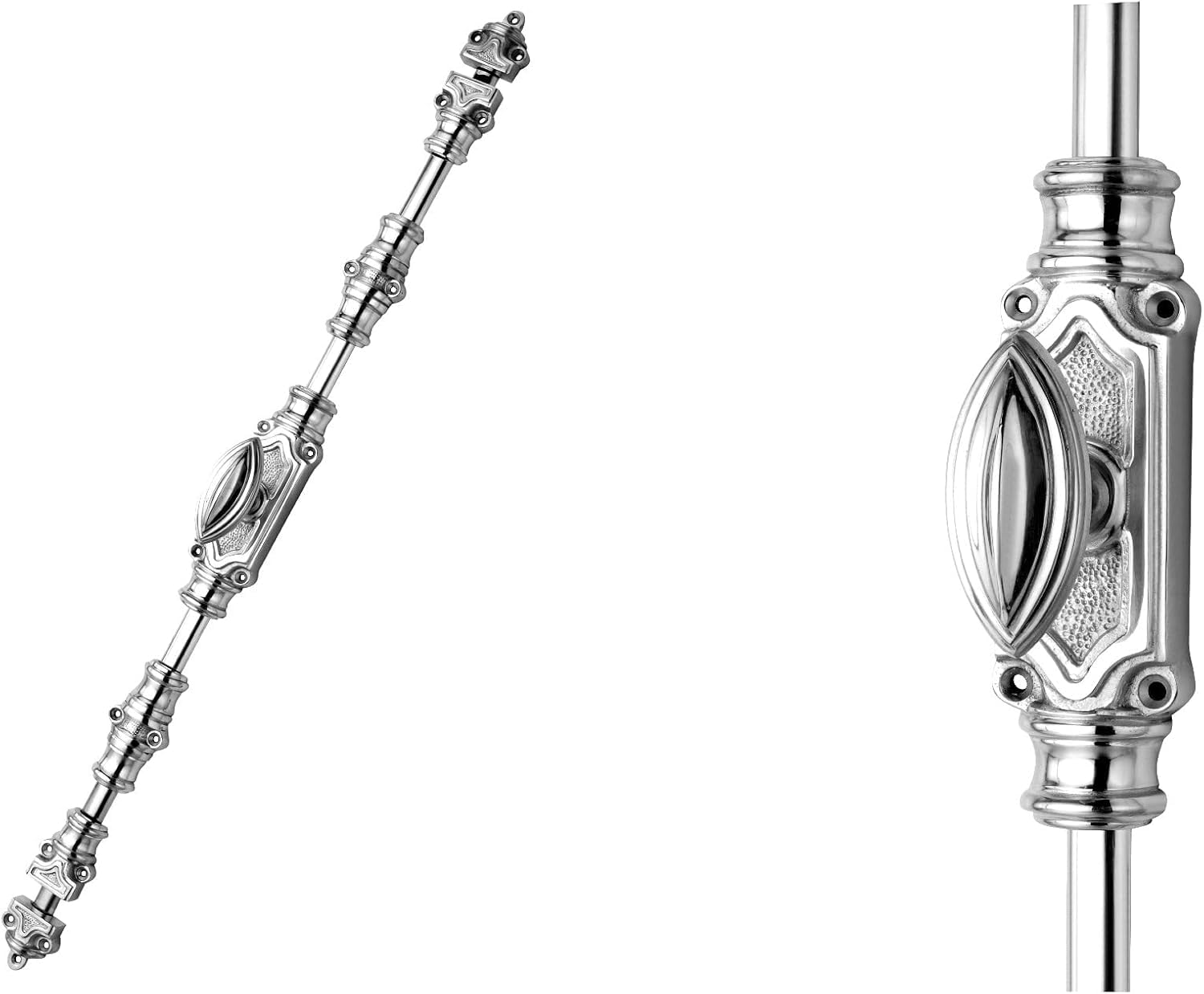 Euroart Polished Chrome Ornate Espagnolette Cremone Lock Bolt Finish For Doors And Windows Up To 2743Mm Height Traditional Decorative Design Fixings Included
