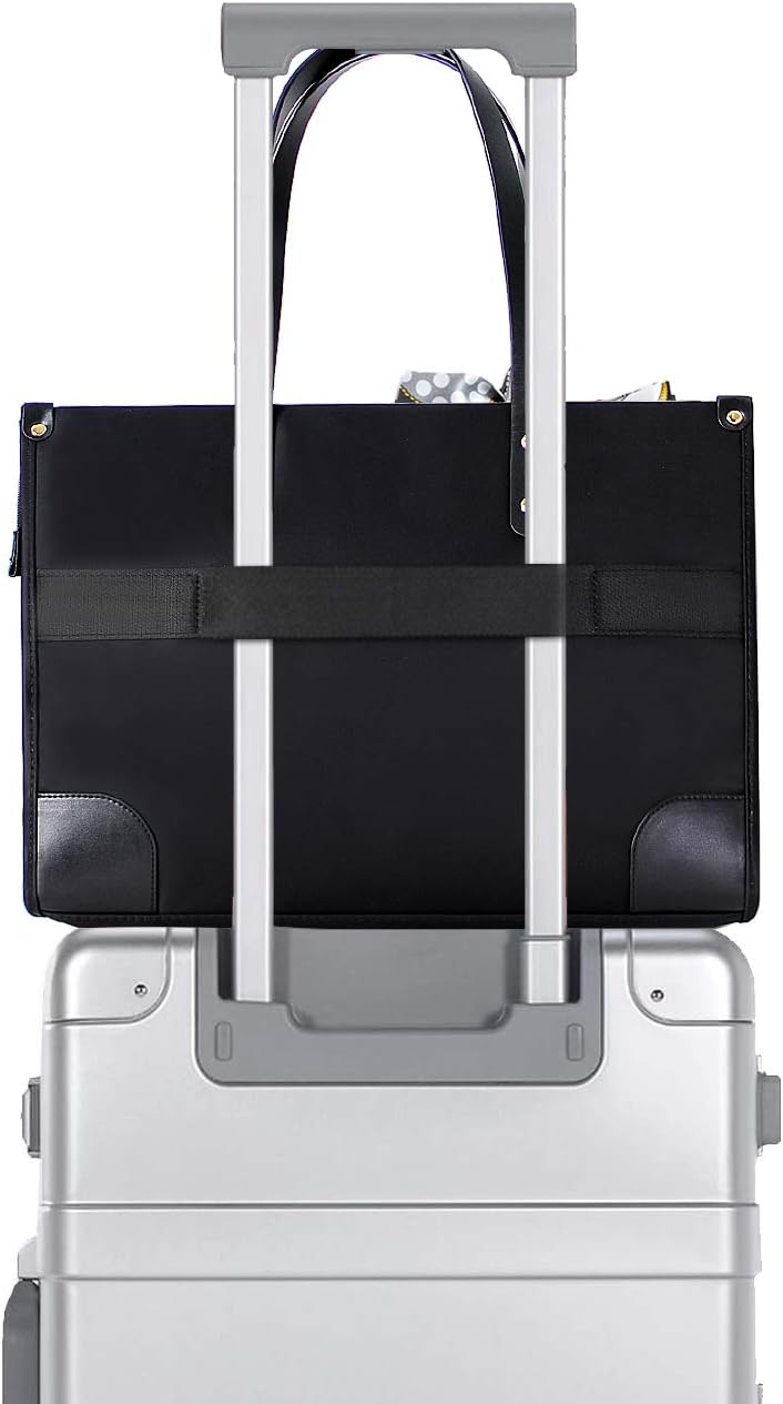 Laptop Tote Bag for Women 13-14 15.6 inch Computer Bag Waterproof Shoulder Messenger Leather Carrying Business Office Briefcase Large Capacity Laptop Sleeve Case,for MacBook Pro Air HP Dell, (Black) : Electronics