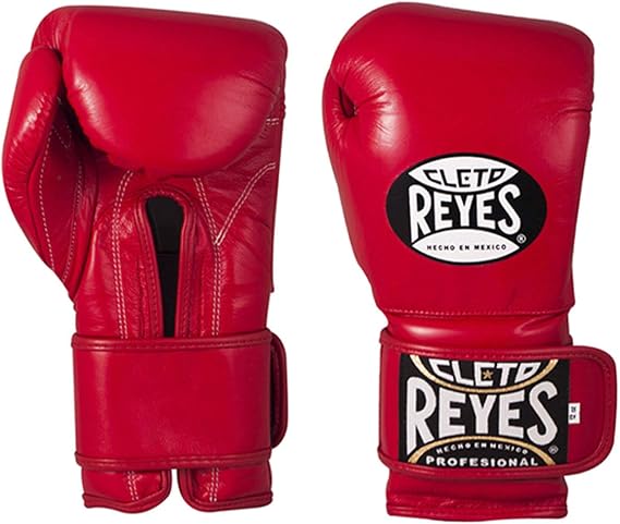 Cleto Reyes Extra Cushion Leather Training Gloves, Black, 14 oz, White