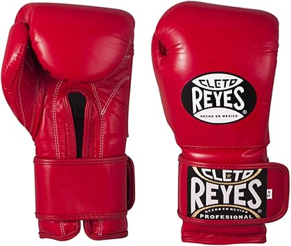 Cleto Reyes Extra Cushion Leather Training Gloves, Black, 14 oz, White