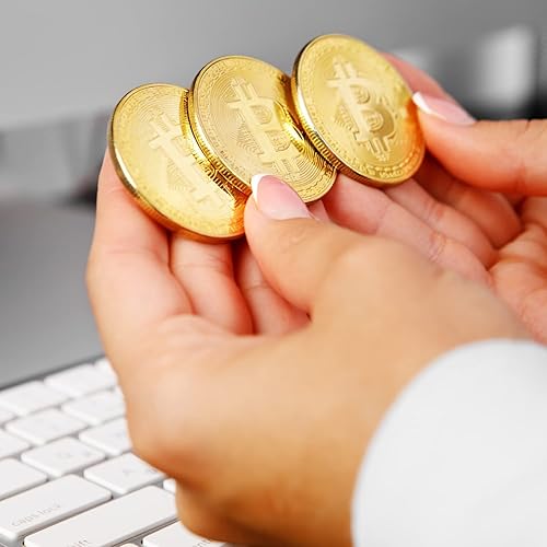 Miniatura 5 de Recuerdo de moneda Bitcoin con monedero, colección física de Bitcoin, Bitcoin chapado en oro para conmemoración, moneda criptográfica BTC para