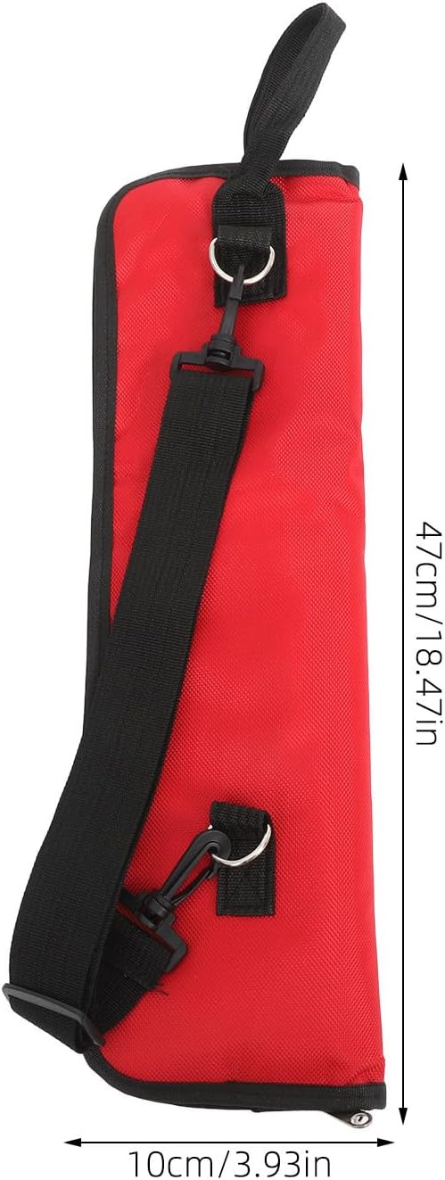 Amosfun Red Waterproof Polyester Drumstick Bag 4pcs with Large Capacity for Drumsticks, Mallets, Brushes Storage and Portable Drum Props Carrier Case for Drummers