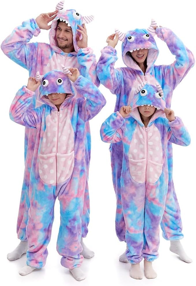 HSCTEK Fuzzy Teddy Fleece Child Monster Onesies Costume with Hoodie - Image 6