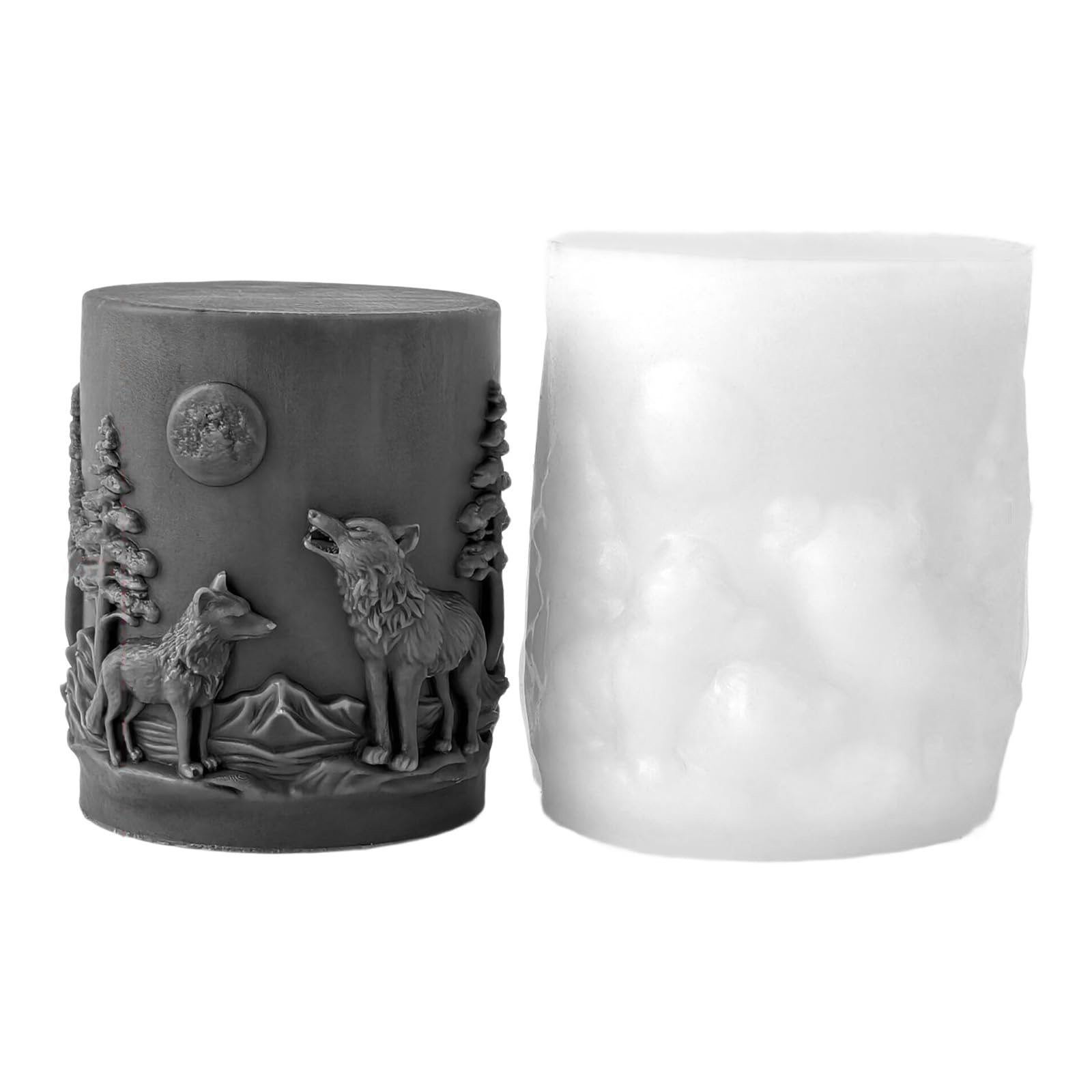 ZEPFJHE Detailed 3D Wolf Cylinder Silicone Mold Homemades Soap Making for Creative and Personalize Gift Epoxy Resin