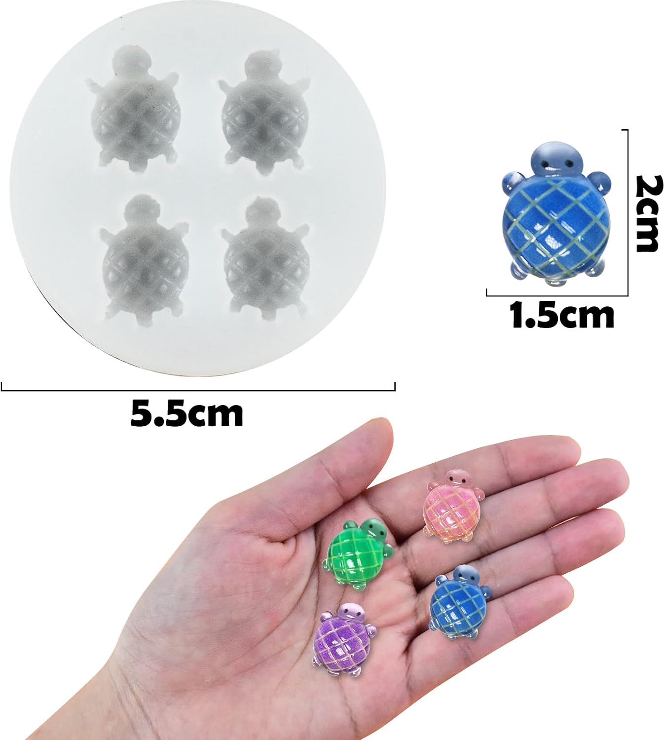 Mini Cute Sea Turtle Shape Resin Silicone Molds 3D Ocean Animal Epoxy Casting Molds for DIY Micro Resin Fairy Garden Dollhouse Miniatures Landscape Decor