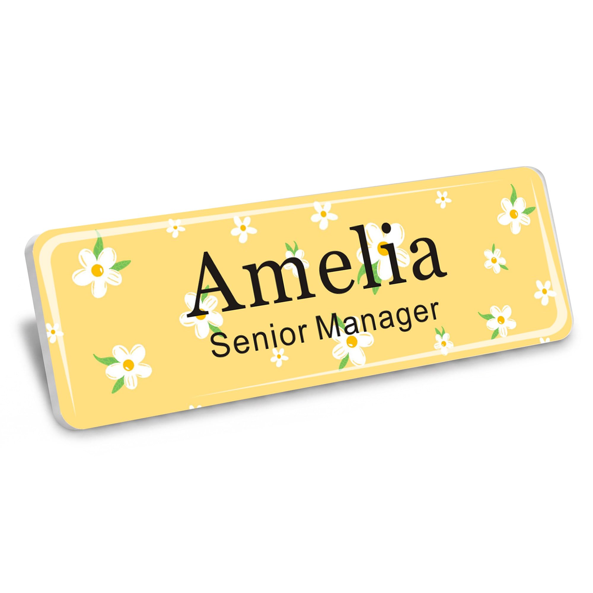 EDSG Personalised Name Badges, Name Badges with Pin or Magnet, 1 x 3in Floral Name Tag, Choice of 10 Colours, Name Badge for Doctor, Student, Nurse, Business, Employee, Librarians (Design 1)