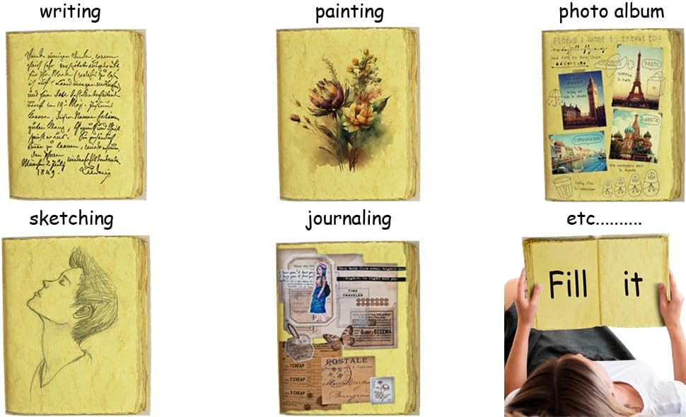 Miniatura 7 de Diario en Blanco de Hechizos y Sombras con Cierre de Candado Vintage Hecho a Mano de Cuero con Estampado de Polillas Luna y Mariposa Morpho de