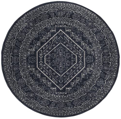 SAFAVIEH Adirondack Collection 6' Round Navy/Ivory ADR108N Oriental Medallion Non-Shedding Dining Room Entryway Foyer Living Room Bedroom Area Rug