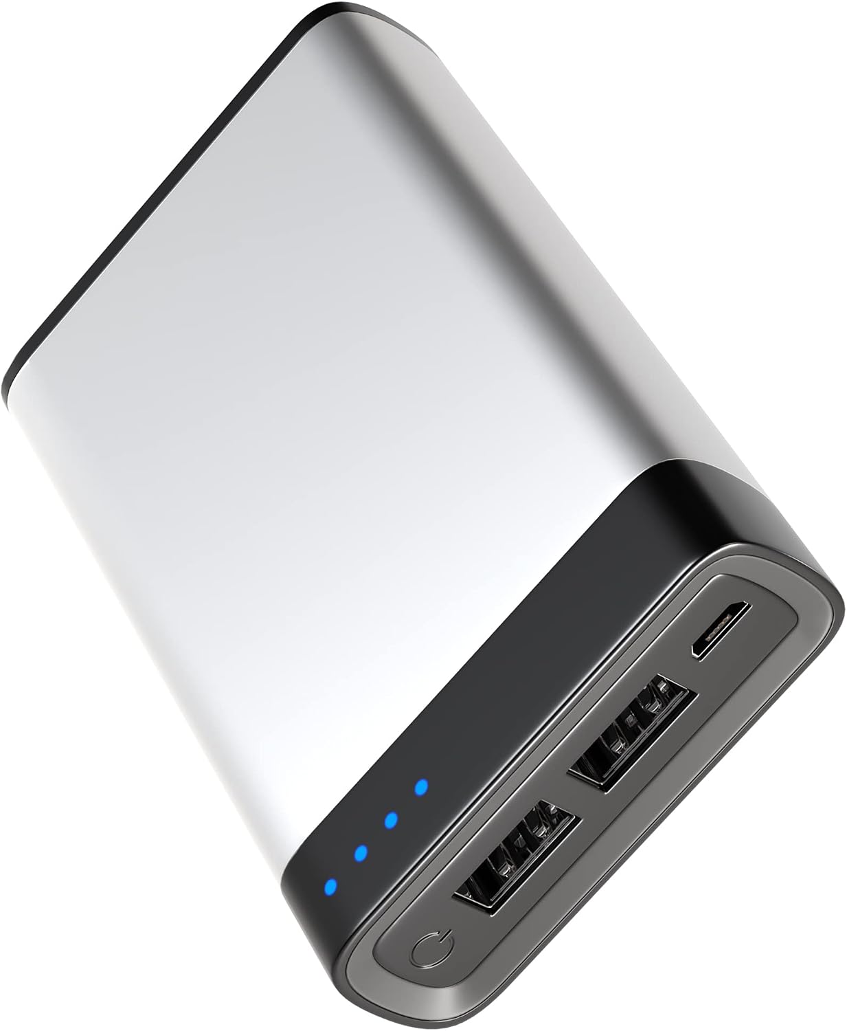TALK WORKS Portable Charger Power Bank Compatible w/ iPhone 13/Pro/Pro Max, 14/Plus/Pro/Pro Max, 12, 11, XR, XS, X, 8, 7, 6, SE, iPad, Android, Samsung - External Cell Phone Backup Supply (Silver)