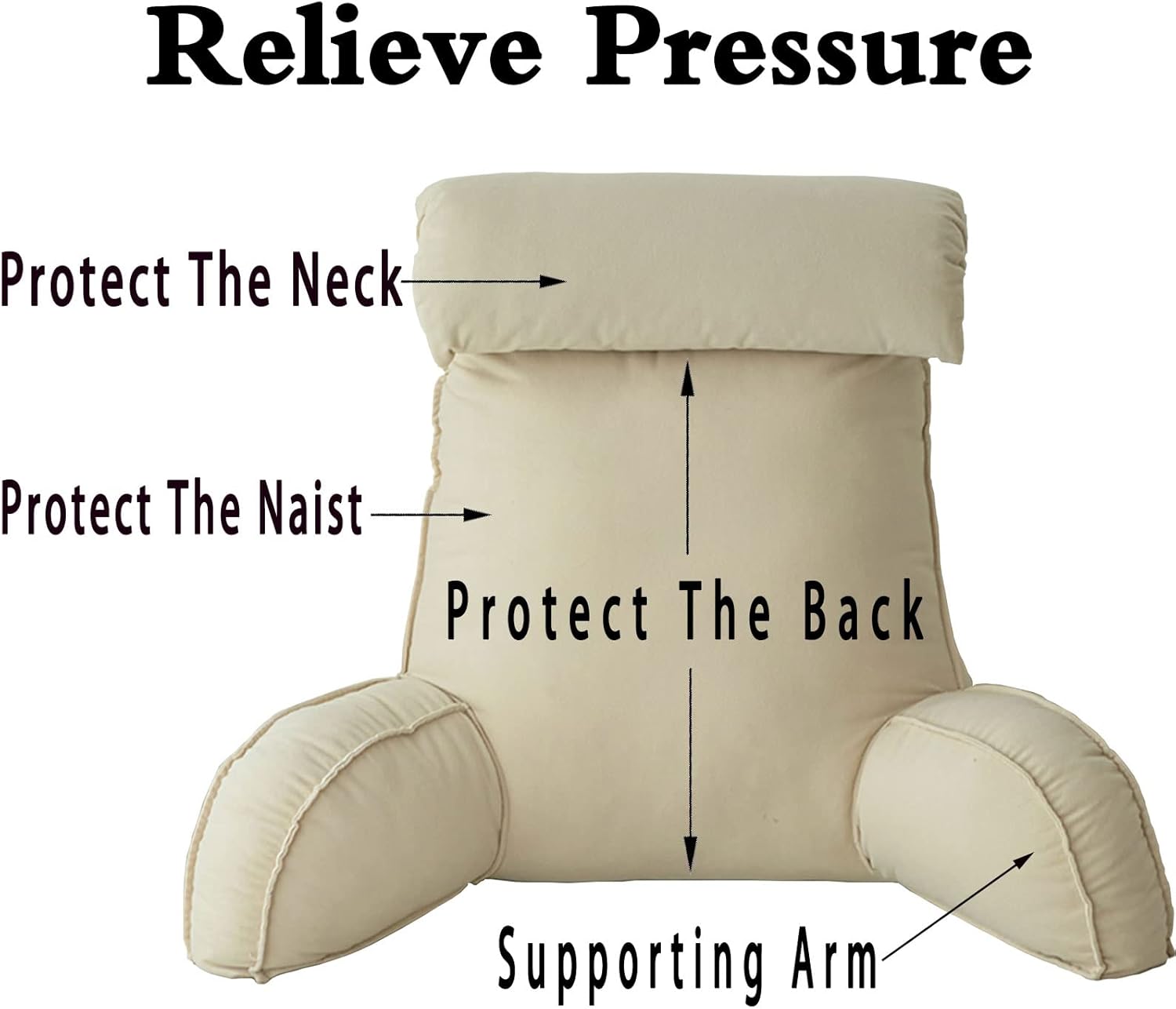 Comfy Relaxing Sit Up Pillow, Backrest Pillow with Armrest Great for Back Support, Back Support Reading Pillow Removable Cover Washable Covers, Perfect for Sitting, Reading, or Gaming