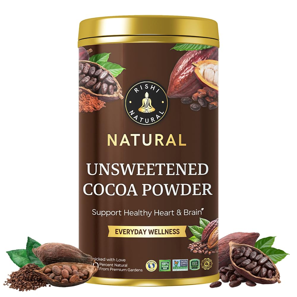 Rishi Natural Unsweetened Cocoa Powder (50 Grams | 50 Cups) - Helps with Skin Care, Digestive Wellness & Immunity Support | 100% Pure Cocoa Powder with No Added Sugar-image-22
