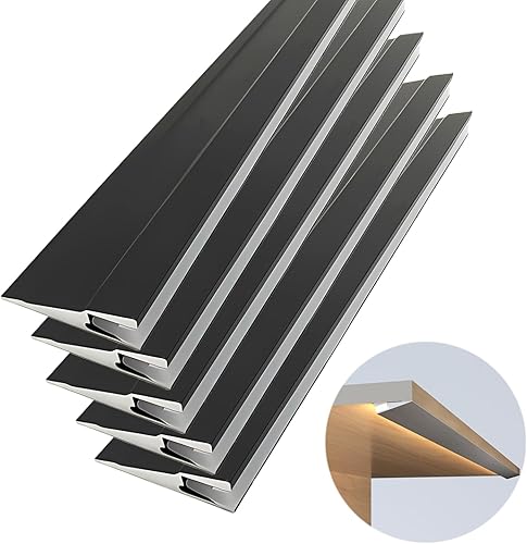 Paquete de 5 perfiles de aluminio LED ultrafinos de 3.3 ft3.3 pies, lámpara LED de gabinete de iluminación oblicua de 45, sistema de canal de luz de