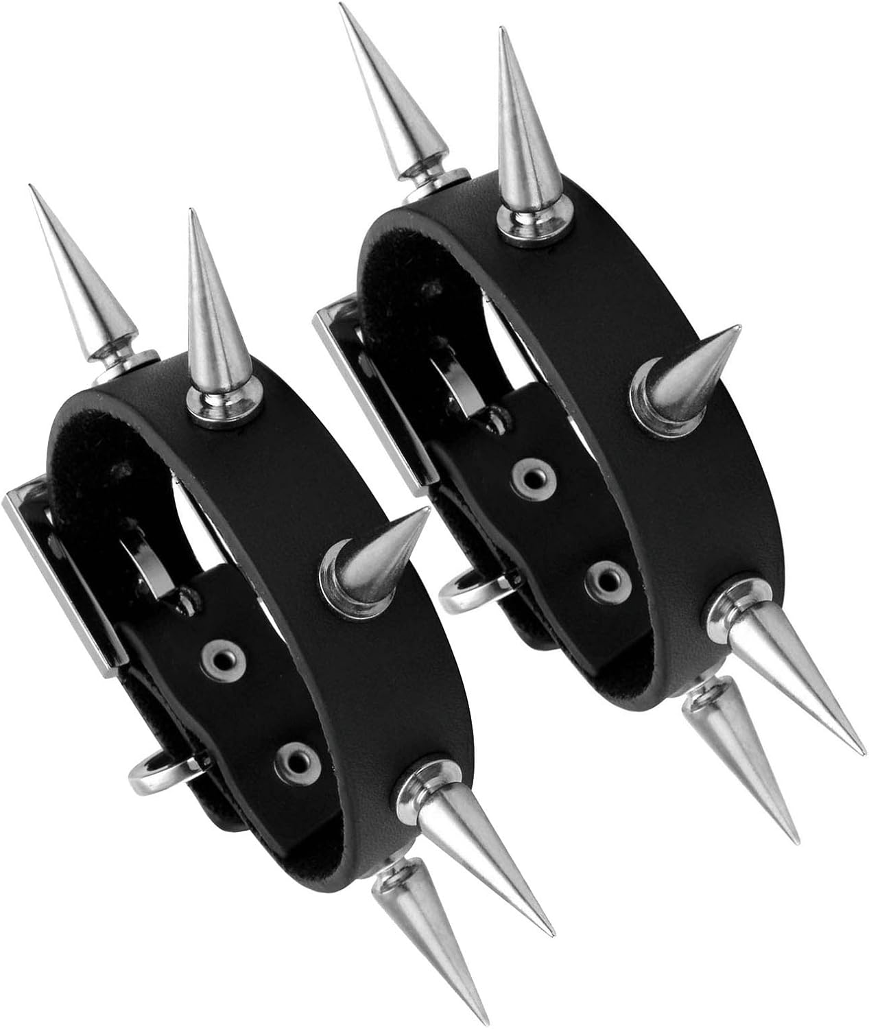 MILAKOO 2 Pcs Punk Style PU Leather Bracelet Bangle with Rivets Spiked Accent - Image 2