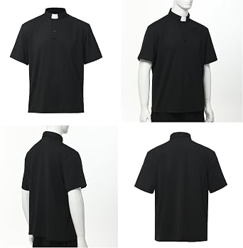 Men's Clergy Tab Collar Polo Shirt Short Sleeve Pastor Minister Preacher Shirt