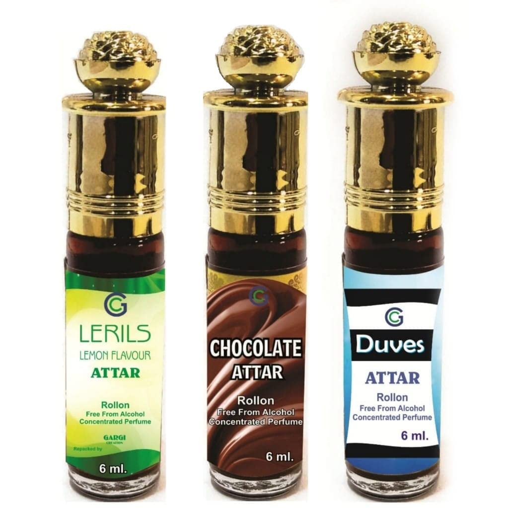 Combo of lerils, chocolate and duves attar pack of 18 ml. Floral Attar