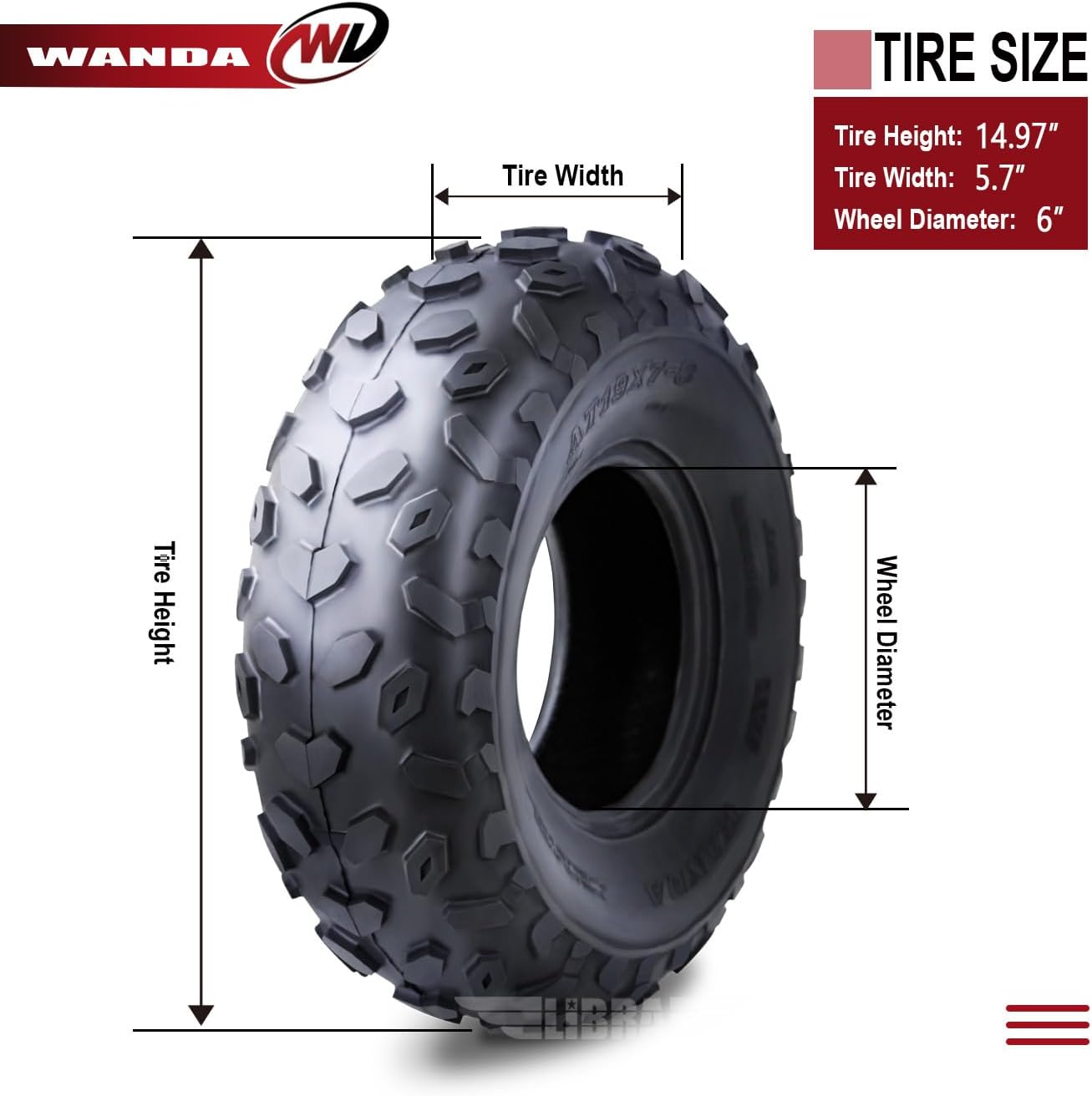 WANDA (Set 2) Go Kart ATV Tire 145/70-6 145x70x6 145x70-6 10037