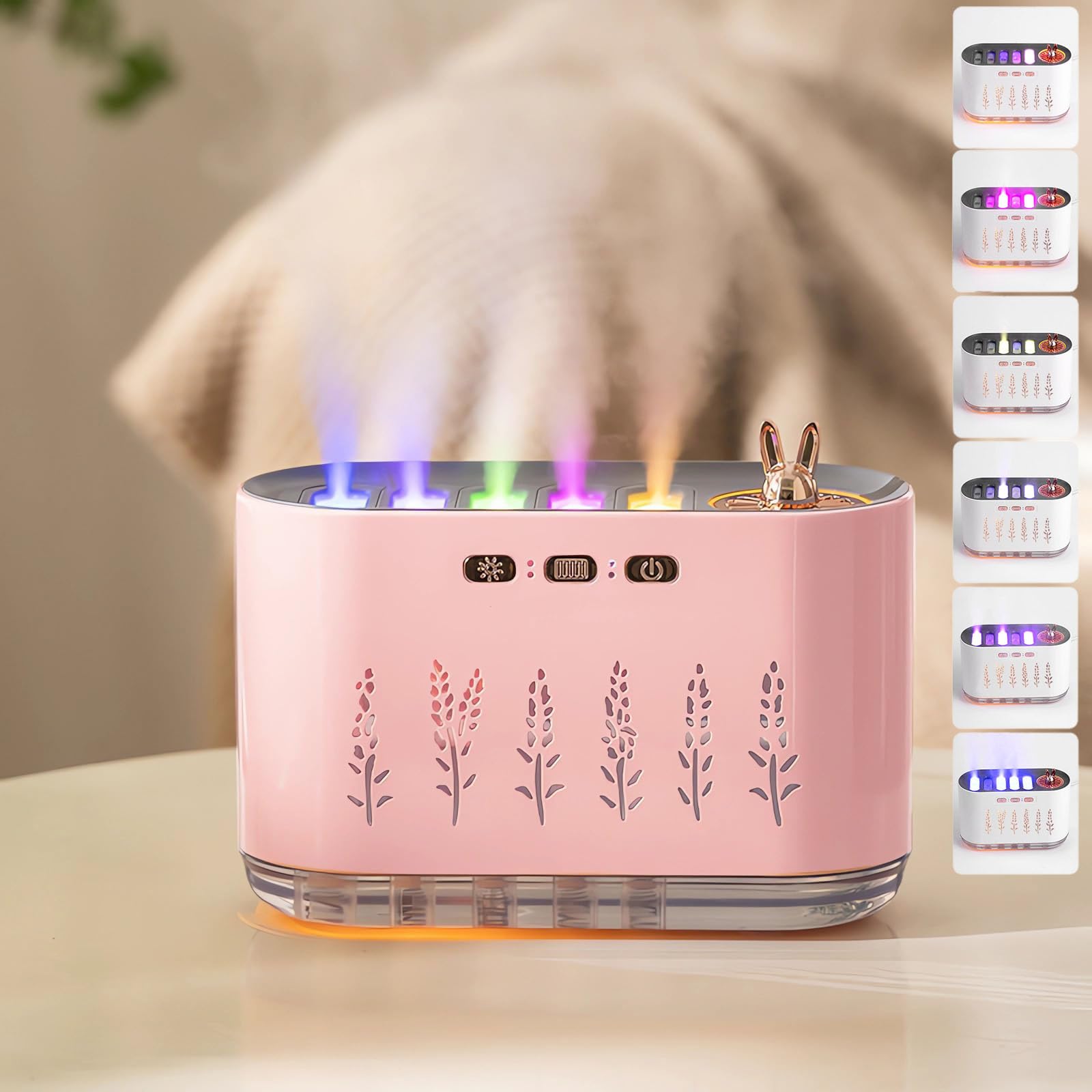 Diffusore di oli essenziali, umidificatore a nebbia fredda, 700 ml, design a 5 ugelli, cambia colore RGB, sincronizzazione musica, super silenzioso e spegnimento automatico per casa, ufficio, yoga