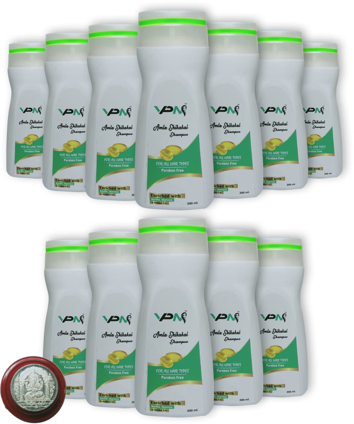 vpm Ayurveda Amla Reetha Shikakai Shampoo for Hair Growth Ayurvedic Anti Hairfall & Anti Dandruff Shampoo (12x200ml) 12 unit per 1 selver coin free