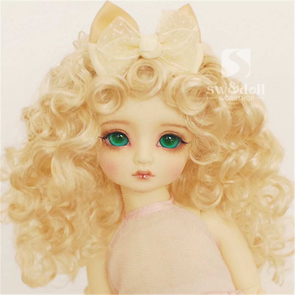 Tita-DoremiBJD Wig Ball-jointed Doll 1/6 6-7 Inch 15-17cm YOSD BB Blonde Mohair Wig Hair Toy Head (Wig Only, Not A Doll)