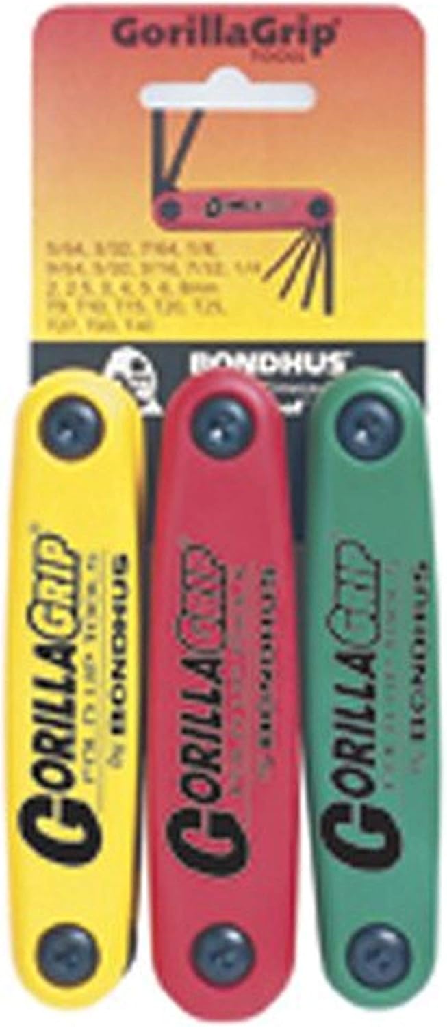Bondhus 12533 Triple Pack GorillaGrip Fold Up Tool with ProGuard Finish, 2mm-8mm