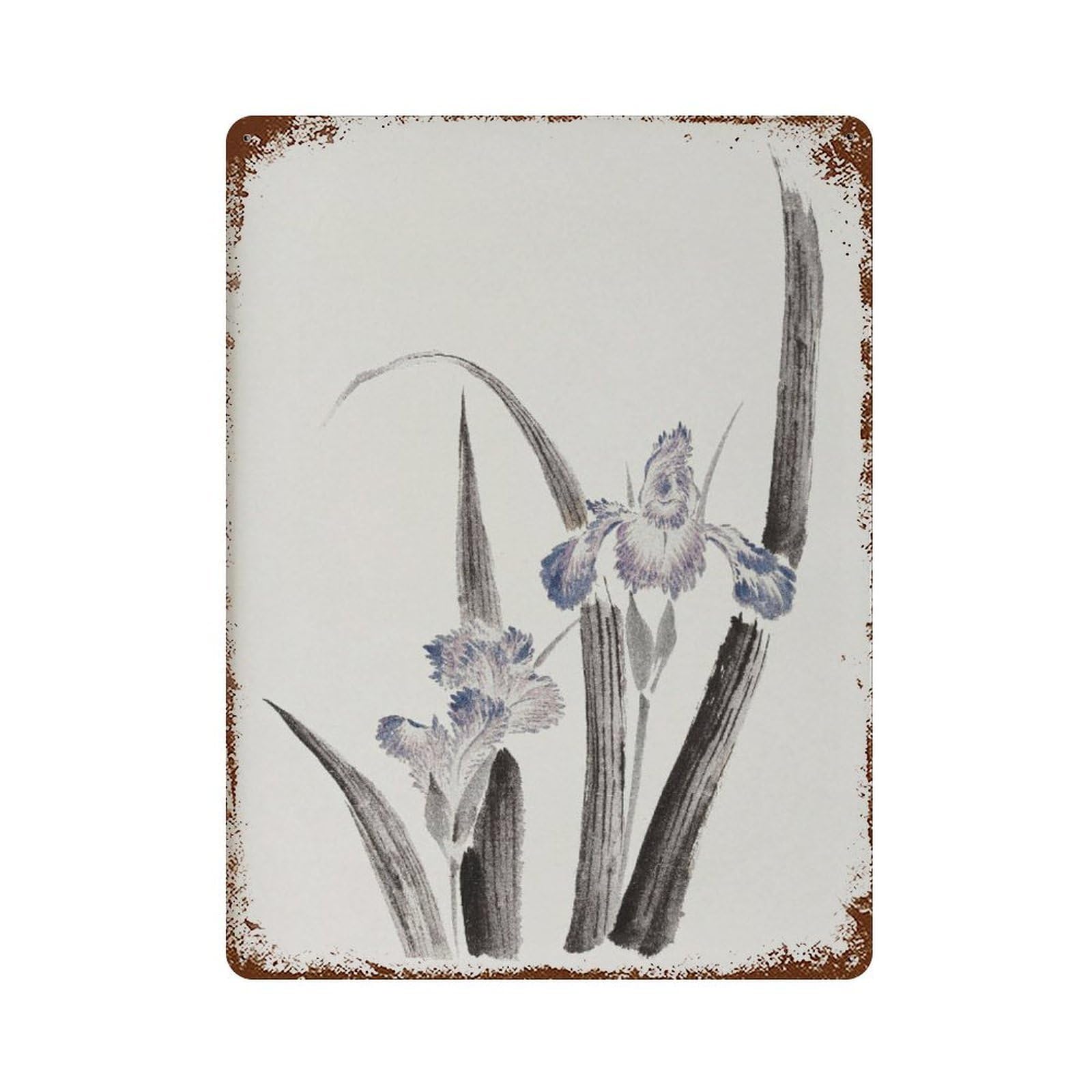 xiaoxiaoshen Hokusai Iris Flower Japanese Decor Wall Decor Art Metal Tin Poster Modern Home Decor Art Home Bar Shop Decorations Vintage Sign 40x30cm