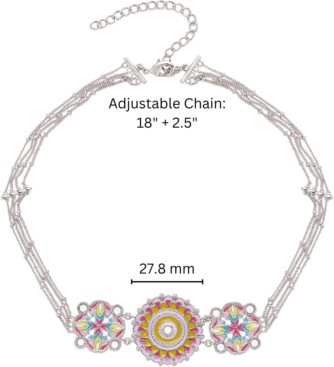 Color Blast Colorful Cascade Multi-Strand Brass Necklace, 18+2.5"