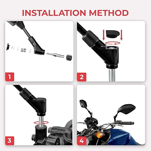 Miniatura 8 de Universial - Espejo retrovisor lateral de motocicleta de 360 grados, ajustable, de plástico ABS, negro, 0.394 in, 0.315 in, para Yamaha XT660 XT660X