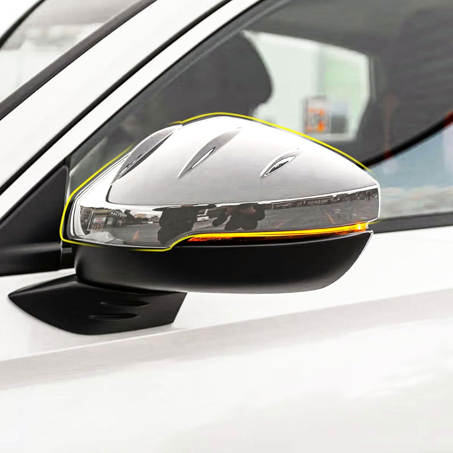 Exterior Side View Mirror Cap Cover Compatible With Honda Civic 11TH GEN 2026 2025-2022 Rear view Mirrors Trim Car Accessories ABS 2PCS(Glossy Chrome Style)(With Turn Signal Mirror)